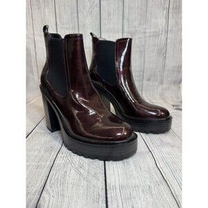 GUESS CBG BOOTS PATENT leather Burgundy SZ 9